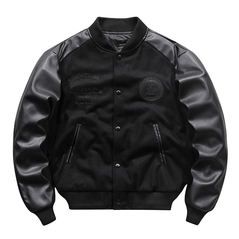 American Retro Woolen Flight Jacket American Retro Woolen Coat Stitching Emb | Ectron Online