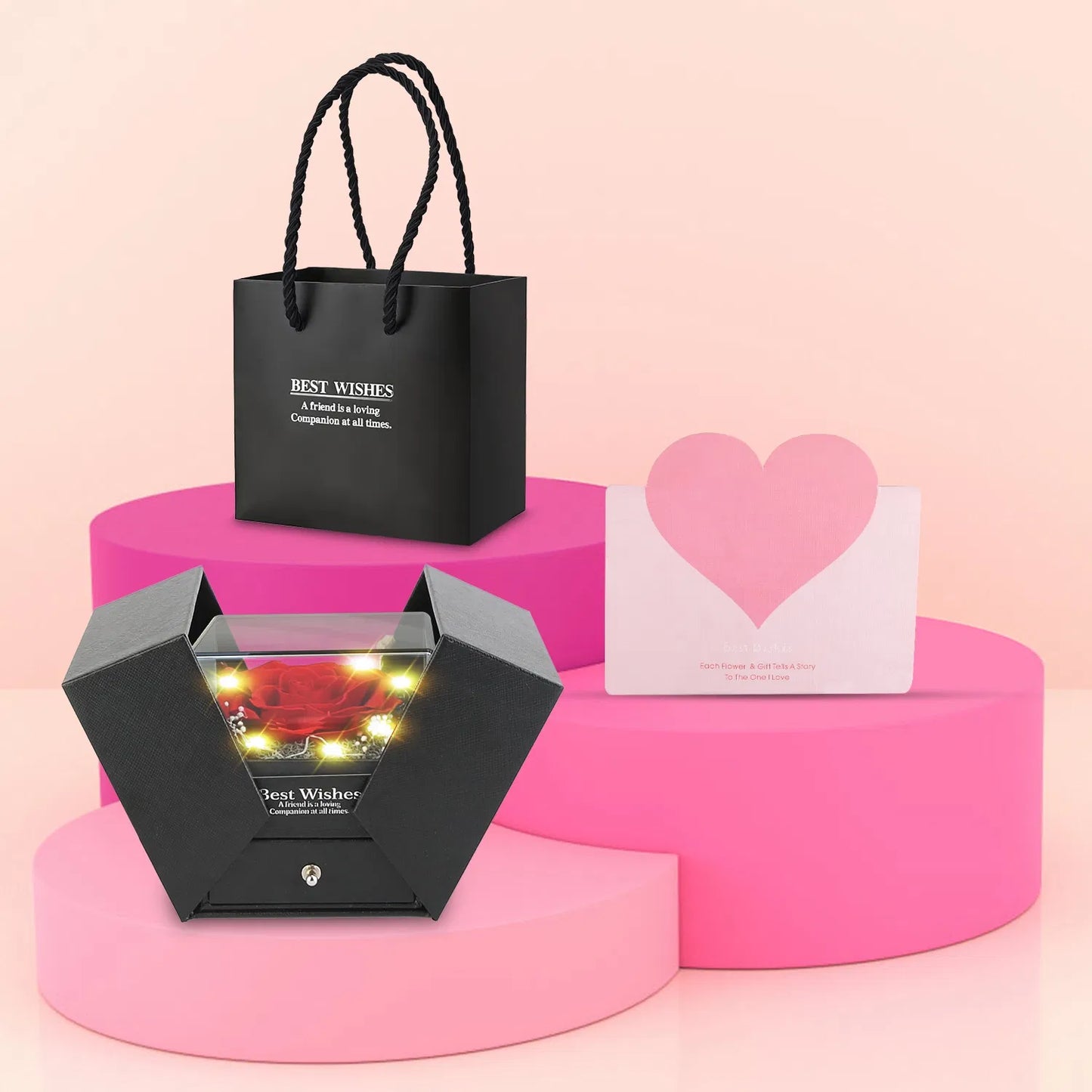 Preserved Red Real Rose with Heart Necklace