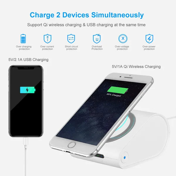 10400mAh Qi Wireless Power Bank | 5W Charger Pad & 2.1A USB Port