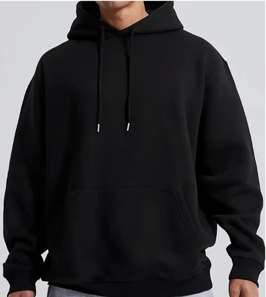 Men's Solid Color Hooded Jumper - Classic Casual Pullover Hoodie
