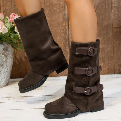Vintage Suede Pantyhose Sock Boots