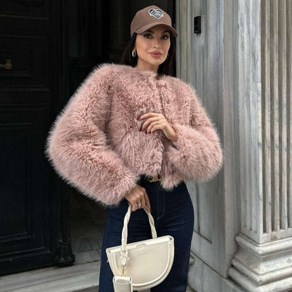 Chic Short Faux Fur Coat Polyester Imitation Fur Women's Short Ca | Ectron Online