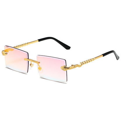 New Snake Shaped Metal Cut Edge Sunglasses For Women