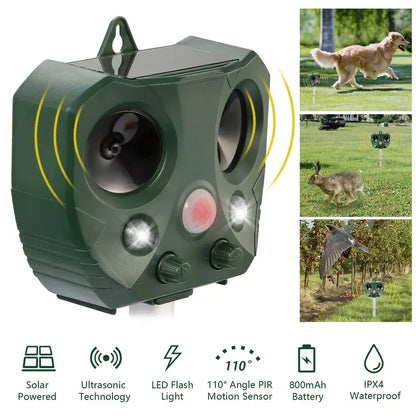 Solar Ultrasonic Animal Repeller - Motion Sensor & LED Flasher Ultrasonic Animal Repeller Solar Powered | Ectron Online