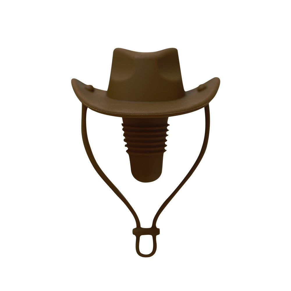 {{ brand }} Silicone Red Wine Stopper – Creative Western Cowboy Hat Design OPP Packaging Brown Cowboy Hat - Silicone Stopper For Red Wine Western Co