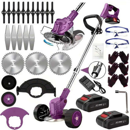 21V Cordless Weed Eater with Wheels - 3-in-1 Battery Trimmer