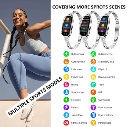 Elegant Gold Smartwatch for Women – Bling Health & Fitness Bracelet Gold Smartwatch For Women Compatible For | Ectron Online