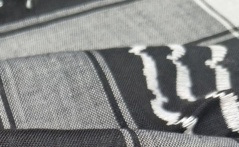 Close-up of a textured fabric with a patterned design.