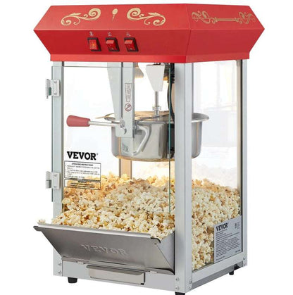 8 Oz Countertop Popcorn Popper Machine - 850W Professional Red Maker Popcorn Popper Machine 8 Oz Countertop P | Ectron Online