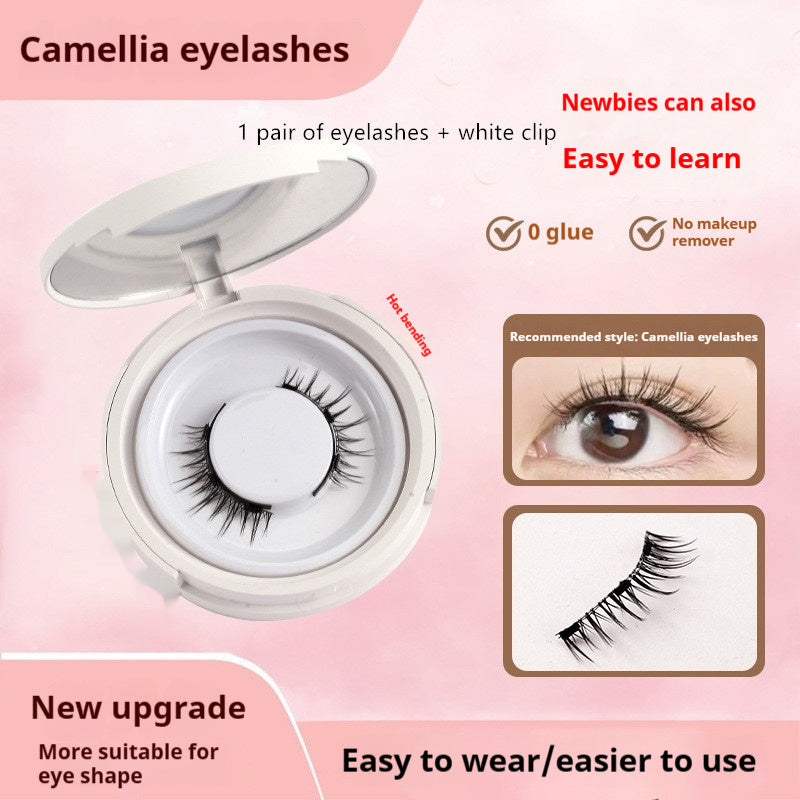 Camellia eyelashes with packaging and usage instructions