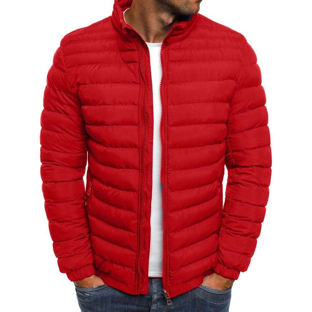 Men's Solid Color Cold-Proof Overcoat Men Jacket Zipper Solid Color Long Sleev | Ectron Online