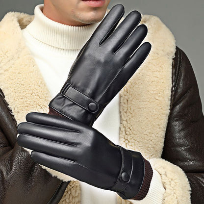 Leather Gloves Men's Waterproof Touch Screen