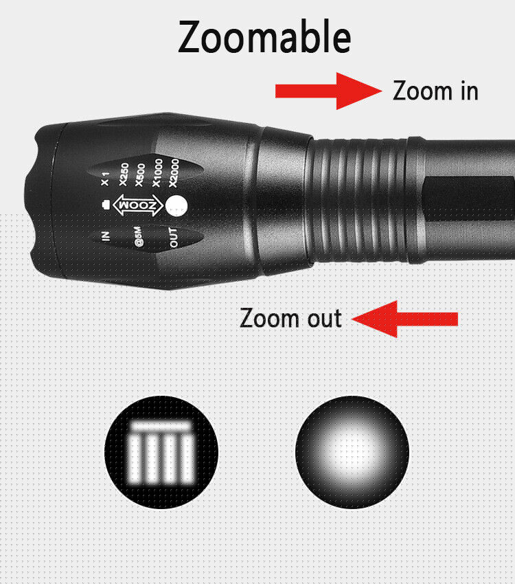 2-Pack UV Flashlight & LED Torch - 395nm Zoomable Blacklight
