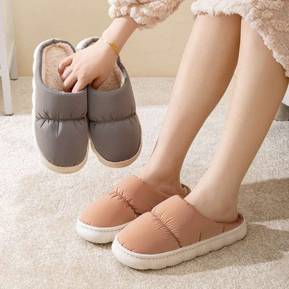 Down Cotton Slippers – Winter Warm Non-slip House Shoes for Couples New Down Cotton Slippers Women Couple Wi | Ectron Online