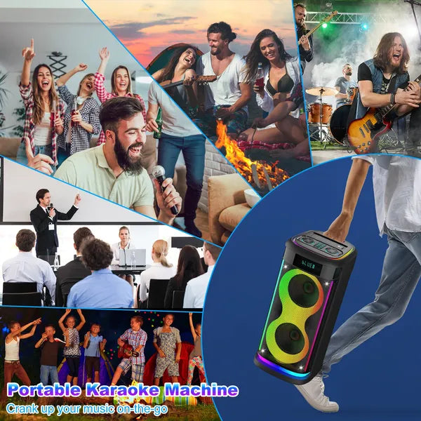 Portable Wireless Party Speaker | Bluetooth Speaker with Mic & Guitar In