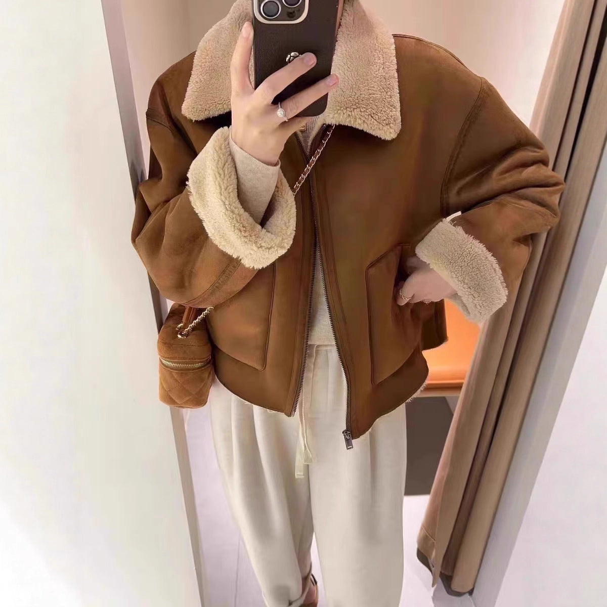 American Retro Motorcycle Jacket | Warm Short Lapel Vintage Outerwear