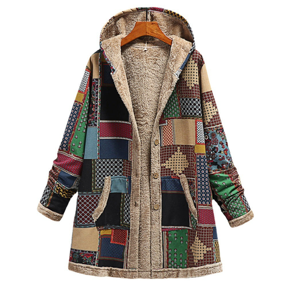Warm Plush Cotton Linen Hoodie Cotton And Linen Printed Hoodie Warm Plu | Ectron Online