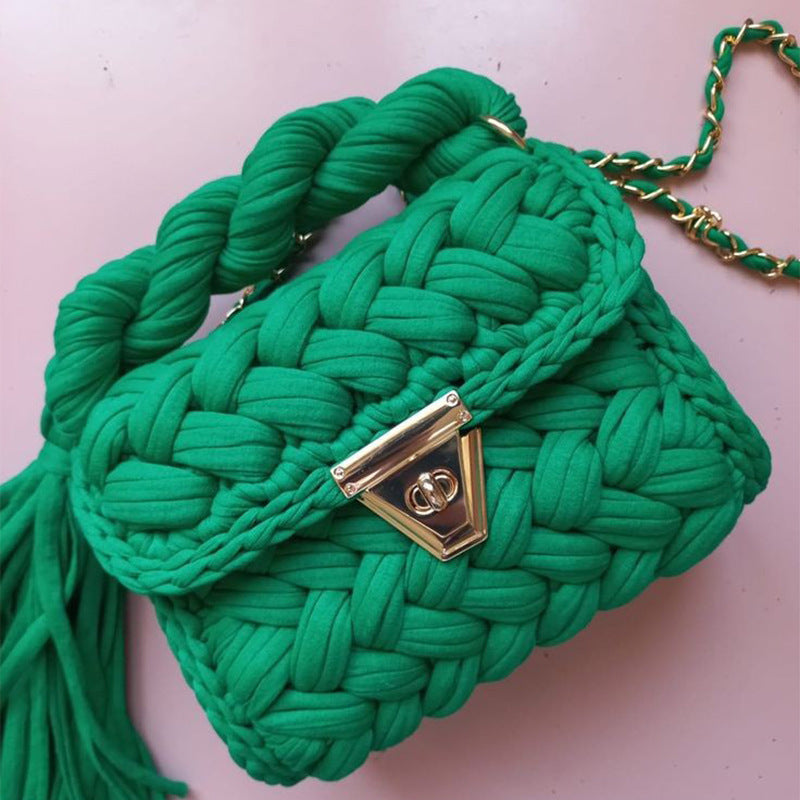 Pure Handmade Rainbow Cloth Strip Bag - Eco-Friendly & Vibrant Pure Handmade Cloth Strip Bag Rainbow | Ectron Online