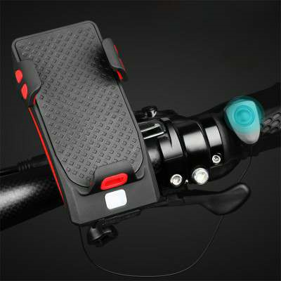 Motorcycle Bicycle Phone Holder Support Charging For Cell Phone With Bike Bell Power Bank Bicycle Front Lamp Flashlight