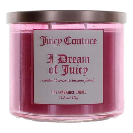 3-wick soy candle in pink jar, Juicy Couture label: 'I Dream of Juicy'