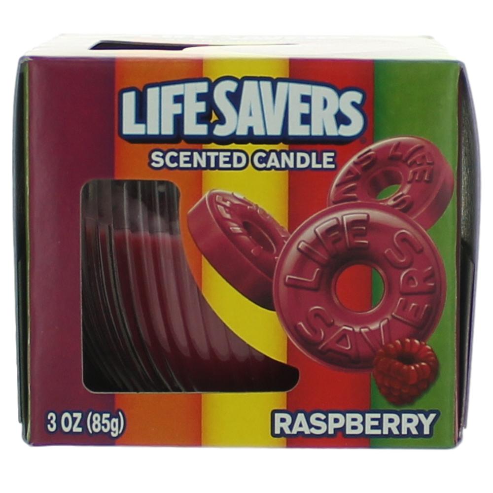 Life Savers scented candle jar, 3 oz, raspberry