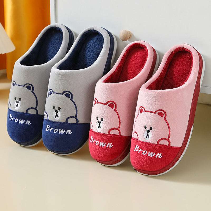 Cute Bears Plush Slippers – Warm Winter Non-slip House Shoes Cute Bears Slippers Warm Winter House Sh | Ectron Online