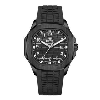 {{ brand }} Men's Fashion Sports Watch Black With Black Shell Black - Fashion Sports Silicone Strap Alloy Watc