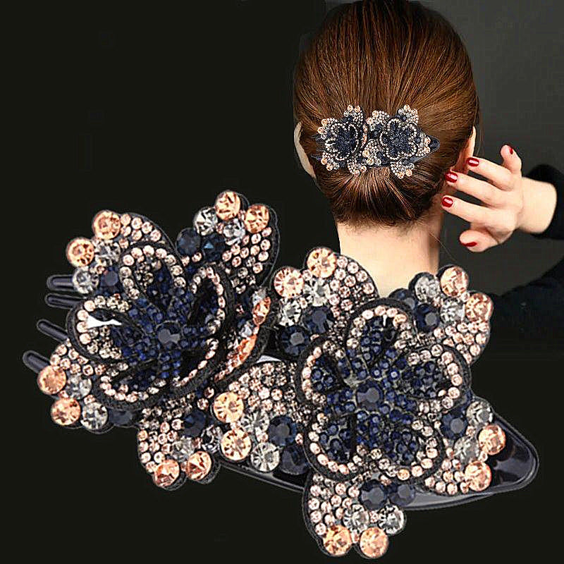 Double Flower Duckbill Clip – Elegant Acrylic Hair Accessory Ponytail With Duckbill Simple Temperamen | Ectron Online