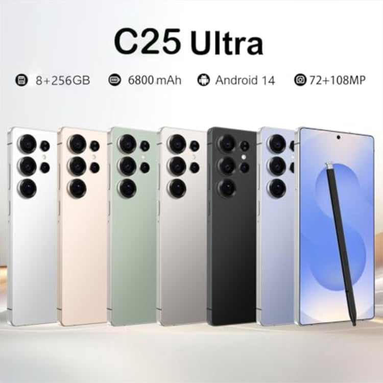 Unlocked smartphones in multiple colors with front and back views, quad rear cameras