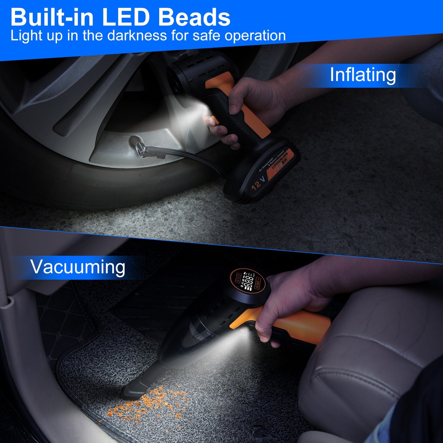 4-in-1 Cordless Car Vacuum & Tire Inflator 1Pc 4 In 1 Cordless Car Vacuum Cleaner A | Ectron Online