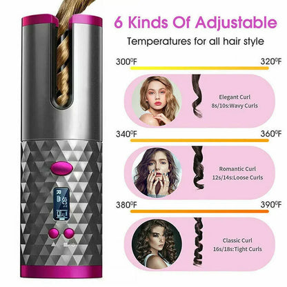 Cordless Auto Rotating Hair Curler Hair Curler LCD Cordless Auto Rotating W | Ectron Online