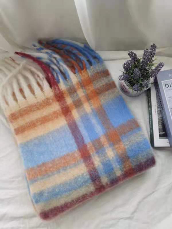 Women's Autumn Colorful Striped Warm Cashmere Plaid Scarf Scarves | Ectron Online
