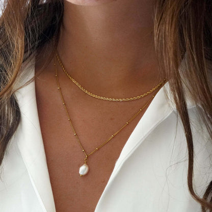 New Small Rice-shaped Beads Twist Pearl Necklace Multi-layer