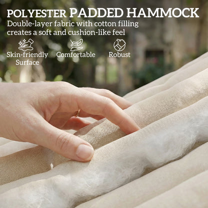 Cream padded hammock fabric with soft, cushion-like texture