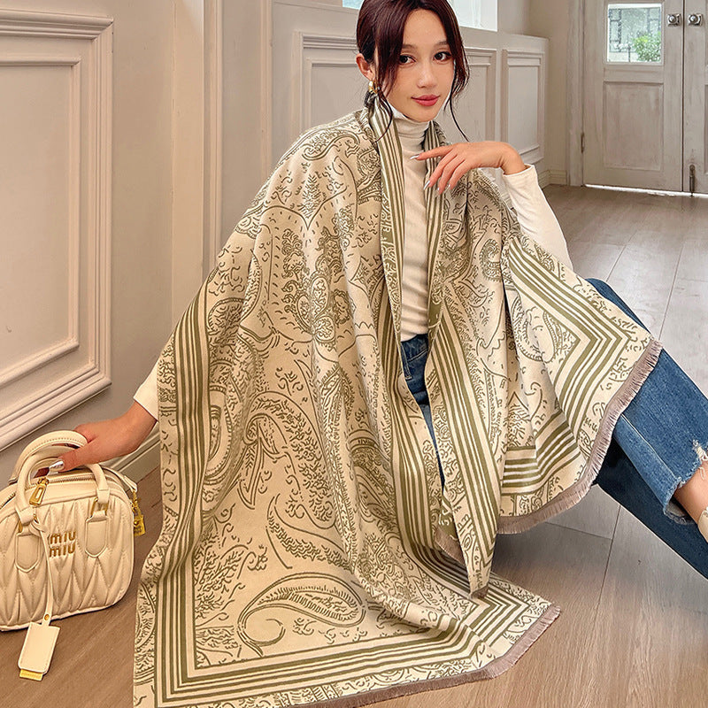 Women's Versatile Thickened Warm Cashmere Scarf Female Versatile Fashion Thickened Warm Cashmere Scarf | Ectron Online
