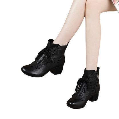 Real Soft Leather Women's Leather Boots Ethnic Style Retro