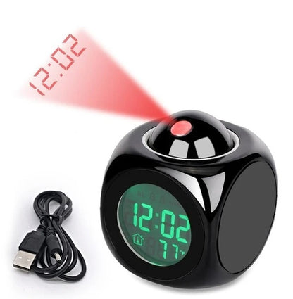 LED Projection Alarm Clock with Voice Talking | Digital LCD Snooze LED Projection Alarm Clock Digital LCD D | Ectron Online