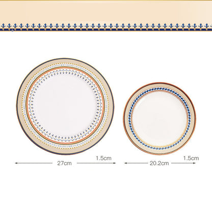 Ceramic European-style Flat Plate Creative Bone China Tableware Set