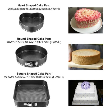 3 Pcs Non-Stick Springform Pan Set - 9", 10", 11" Leakproof Cake Pans Non Stick Springform Cake Pan Leakproof | Ectron Online