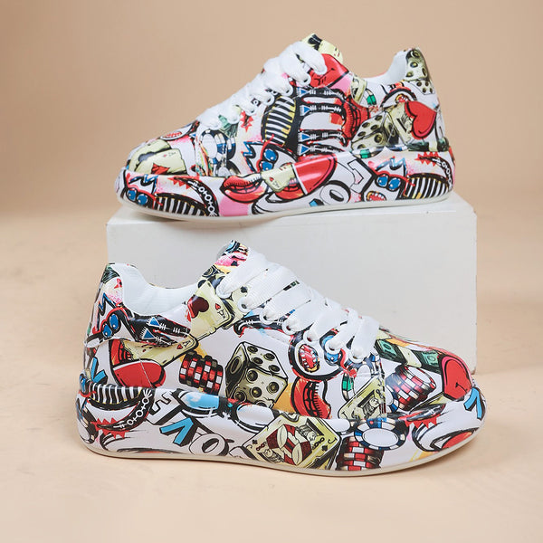 Women’s Hand-Painted Platform Shoes – Casual & Artistic Style