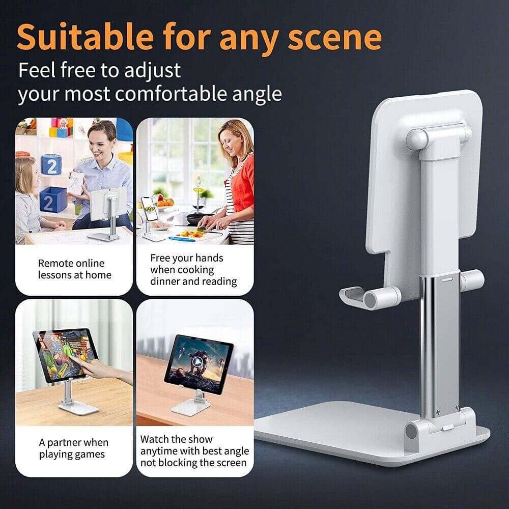 Foldable Desktop Phone & Tablet Stand - Adjustable Height Holder Cell Phone Stand Desktop Holder Tablet S | Ectron Online