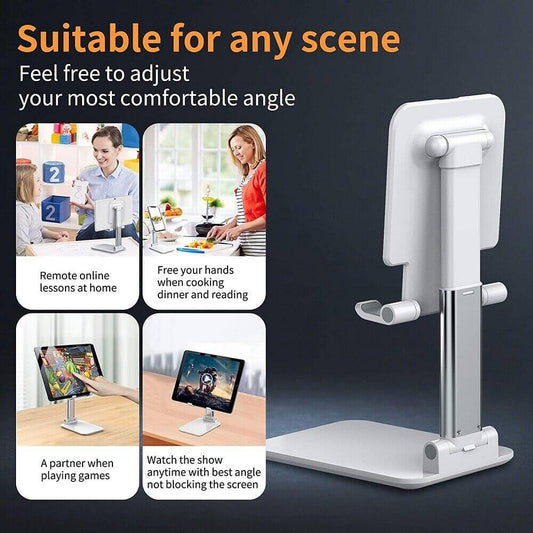 Foldable Desktop Phone & Tablet Stand - Adjustable Height Holder Cell Phone Stand Desktop Holder Tablet S | Ectron Online