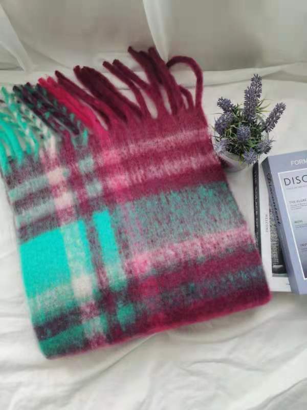 Women's Autumn Colorful Striped Warm Cashmere Plaid Scarf Scarves | Ectron Online