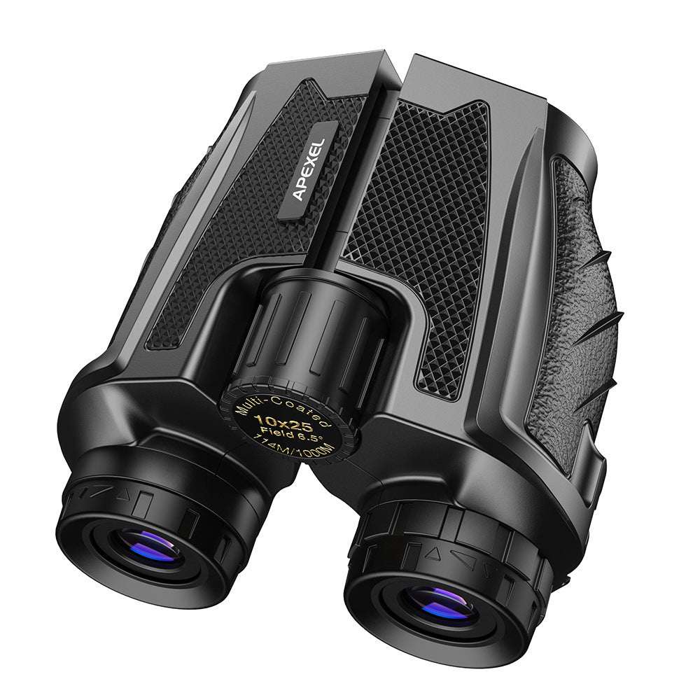 Black binoculars with 'APEXEL' branding on a white background