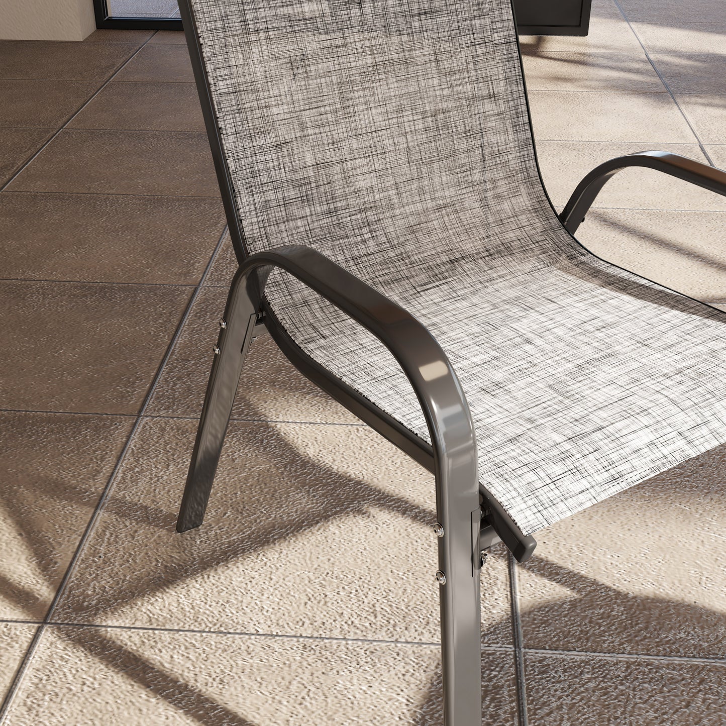 Set of 4 Stackable Outdoor Dining Chairs - Mixed Gray Patio Seating