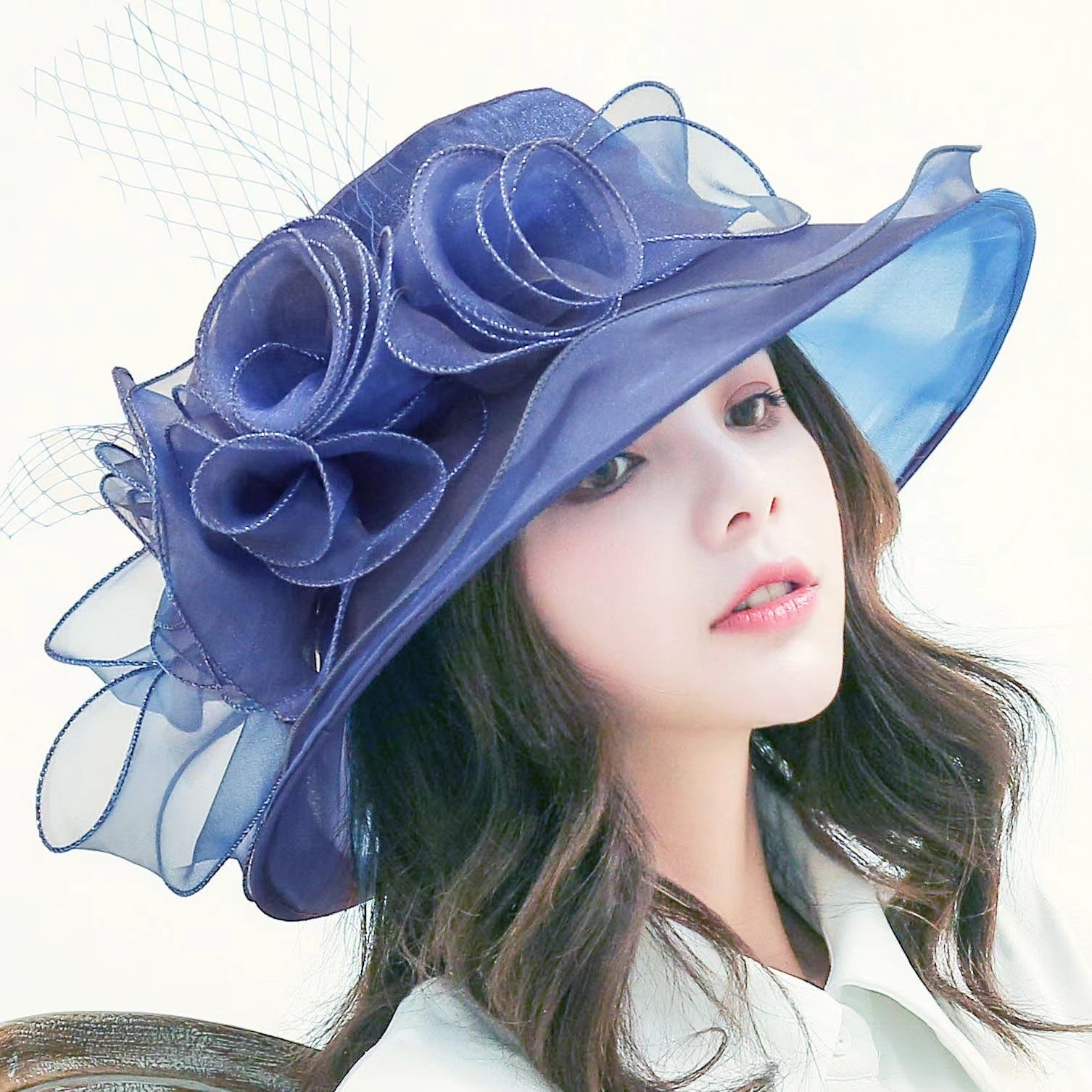 Elegant Organza Sun Hat for Women - Bowler Style Women's Sun Hat Mesh Bowler Hat Organza | Ectron Online