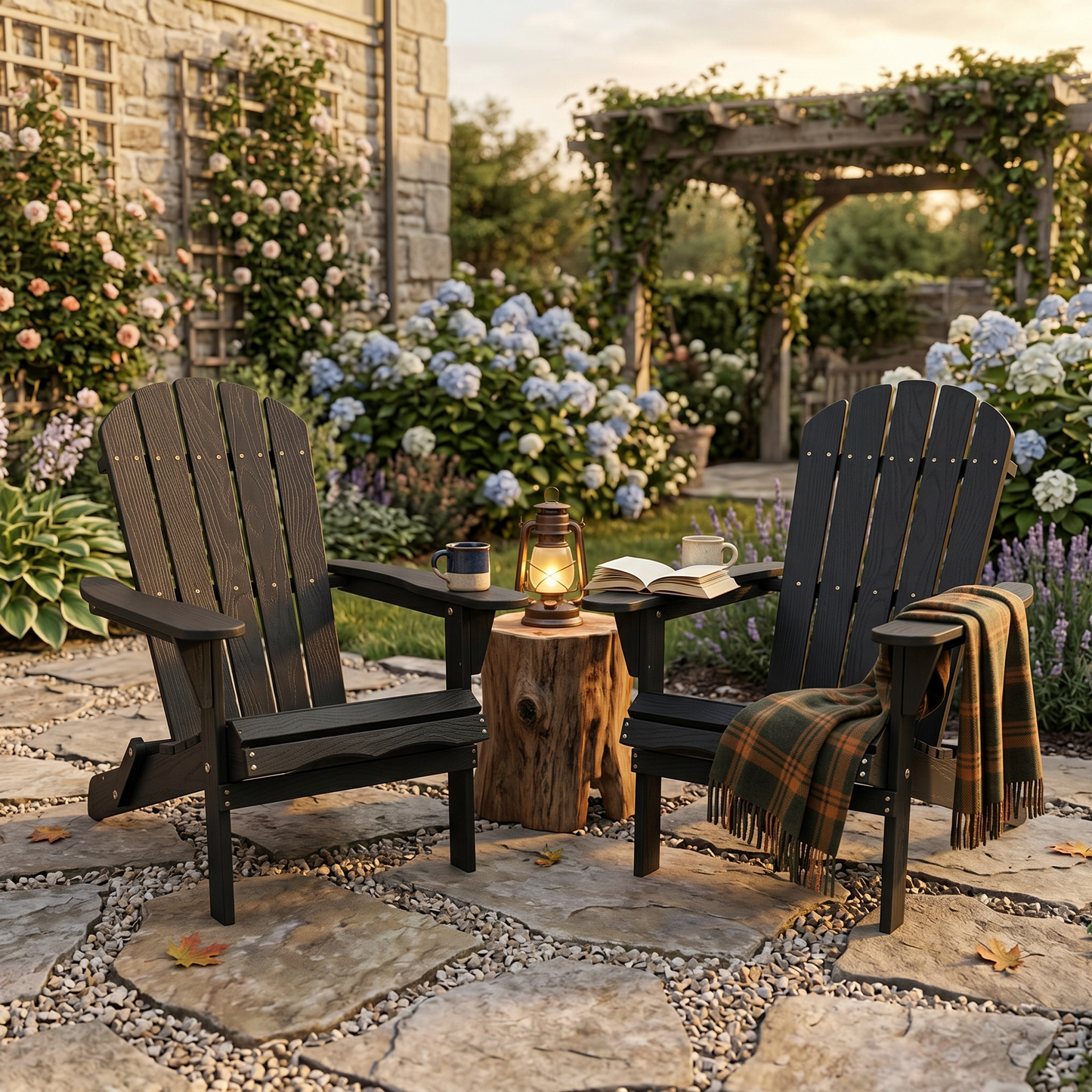 Solid Wood Folding Adirondack Lounge Chair - Garden & Patio Seating