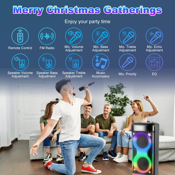 Portable Wireless Party Speaker | Bluetooth Speaker with Mic & Guitar In
