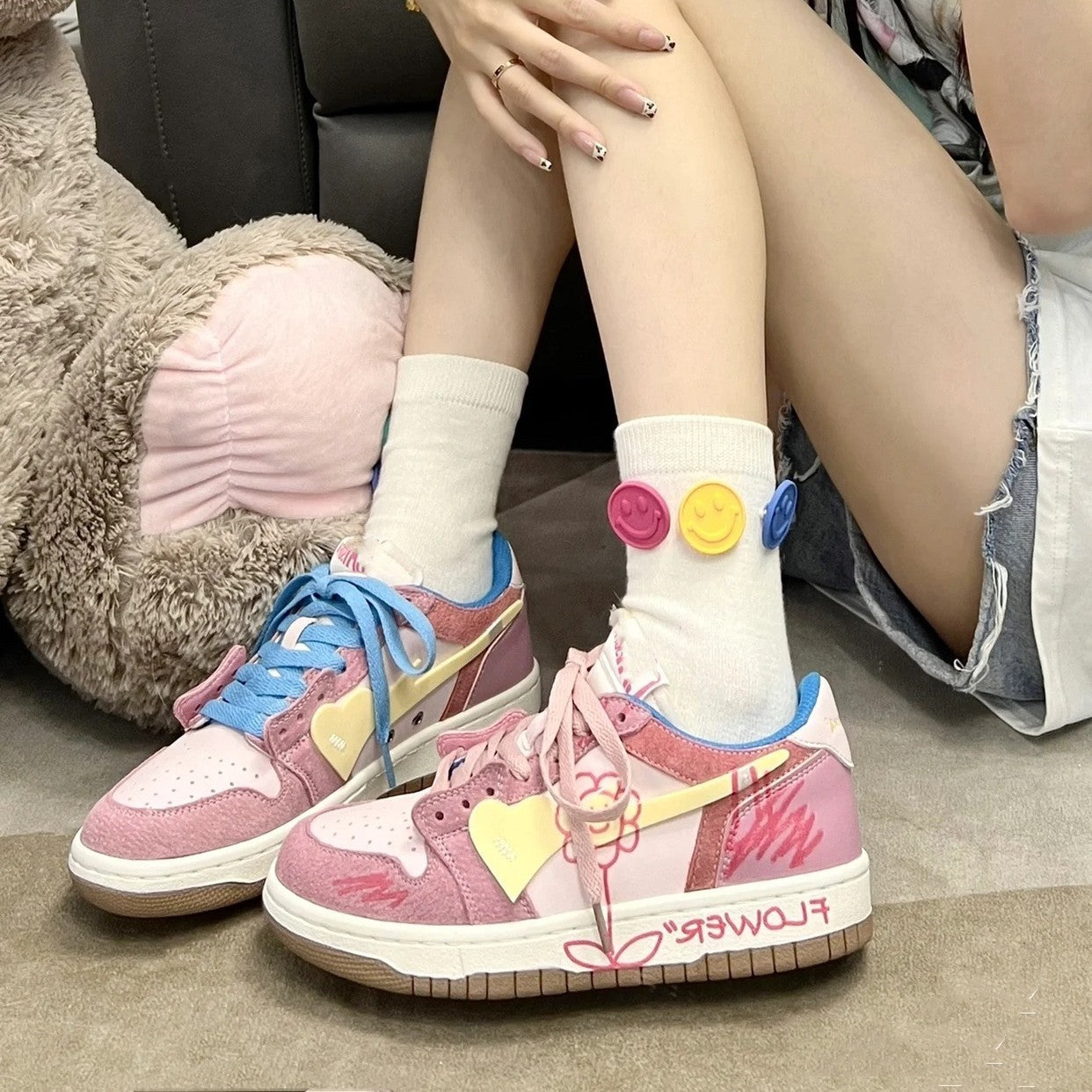 Japanese Soft Girl Sneakers – Hand Drawn Doodle Aesthetic Japanese Soft Girl Doodle Hand Drawn Sne | Ectron Online