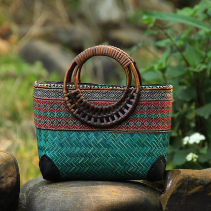 Women's New Ethnic Style Bamboo Woven Bag Handbag